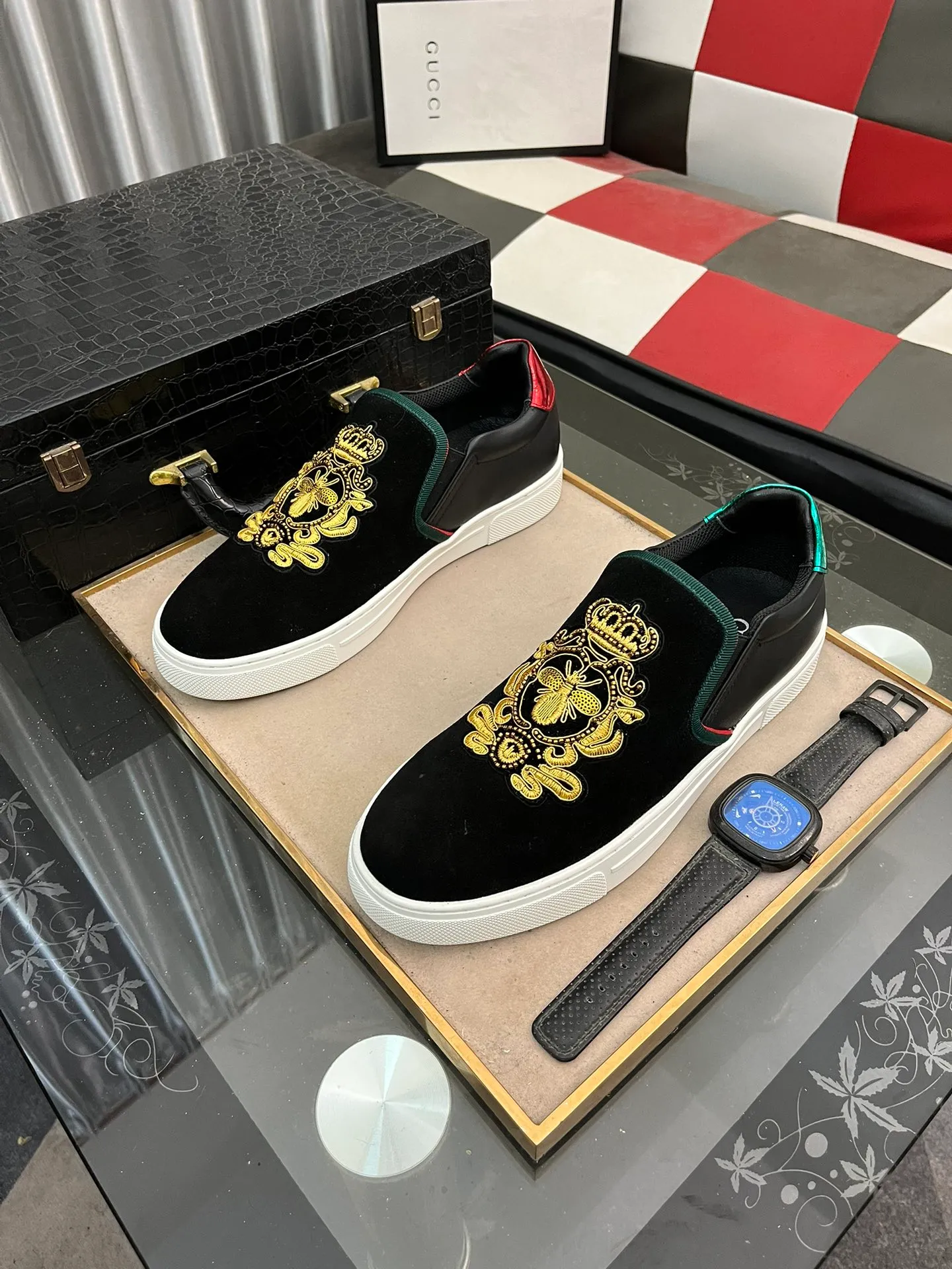 Men's Men's Shoes💰360⌚️⌚️《GUCCI》The latest hot-selling casual shoes, top brand [seduce] luxury~purchase, top~quality. Products sold at the counter [Qiang] The original fabric adopts 3D embroidery technology ➕ Comfortable sheepskin lining, available in 38-443️⃣ styles